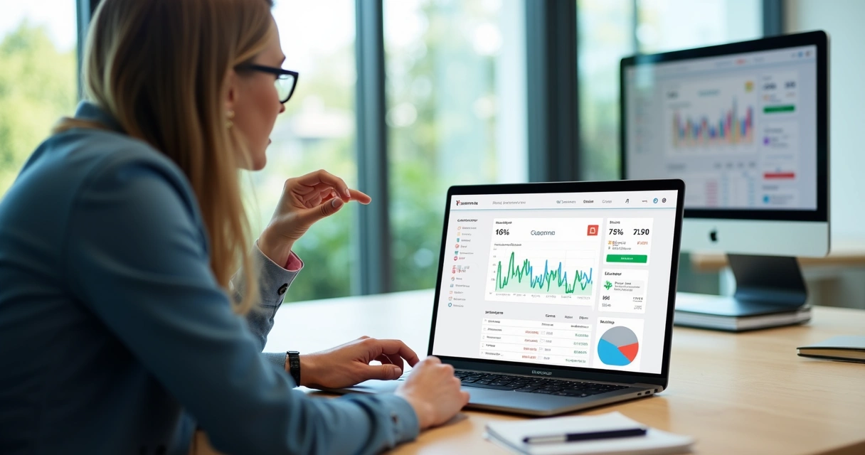 Planejador financeiro mostra dashboard digital de assinatura para cliente em reunião